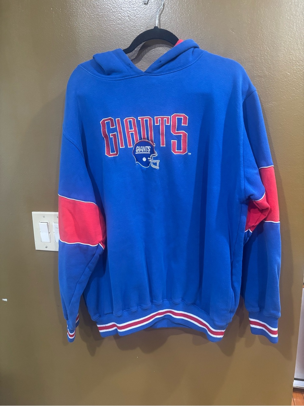 Vintage 90s NY Giants Hoodie Men XL LA LOGOATHLETIC  Stitched Sweatshirt